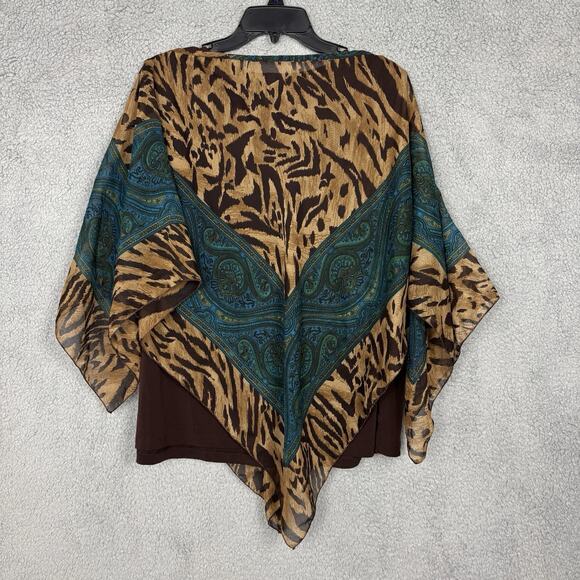 Maggie Barnes Womens Top Flowy Overlay Blouse Chiffon Plus 2X mob wife office - Picture 2 of 10